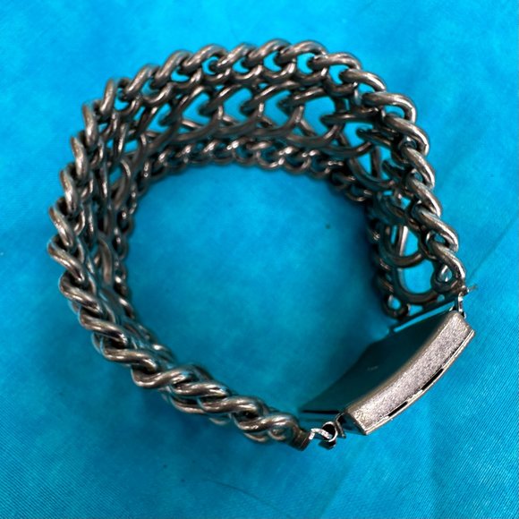 Chunky Vintage Silver Toned Signed MARINO Bracelet - Picture 2 of 9